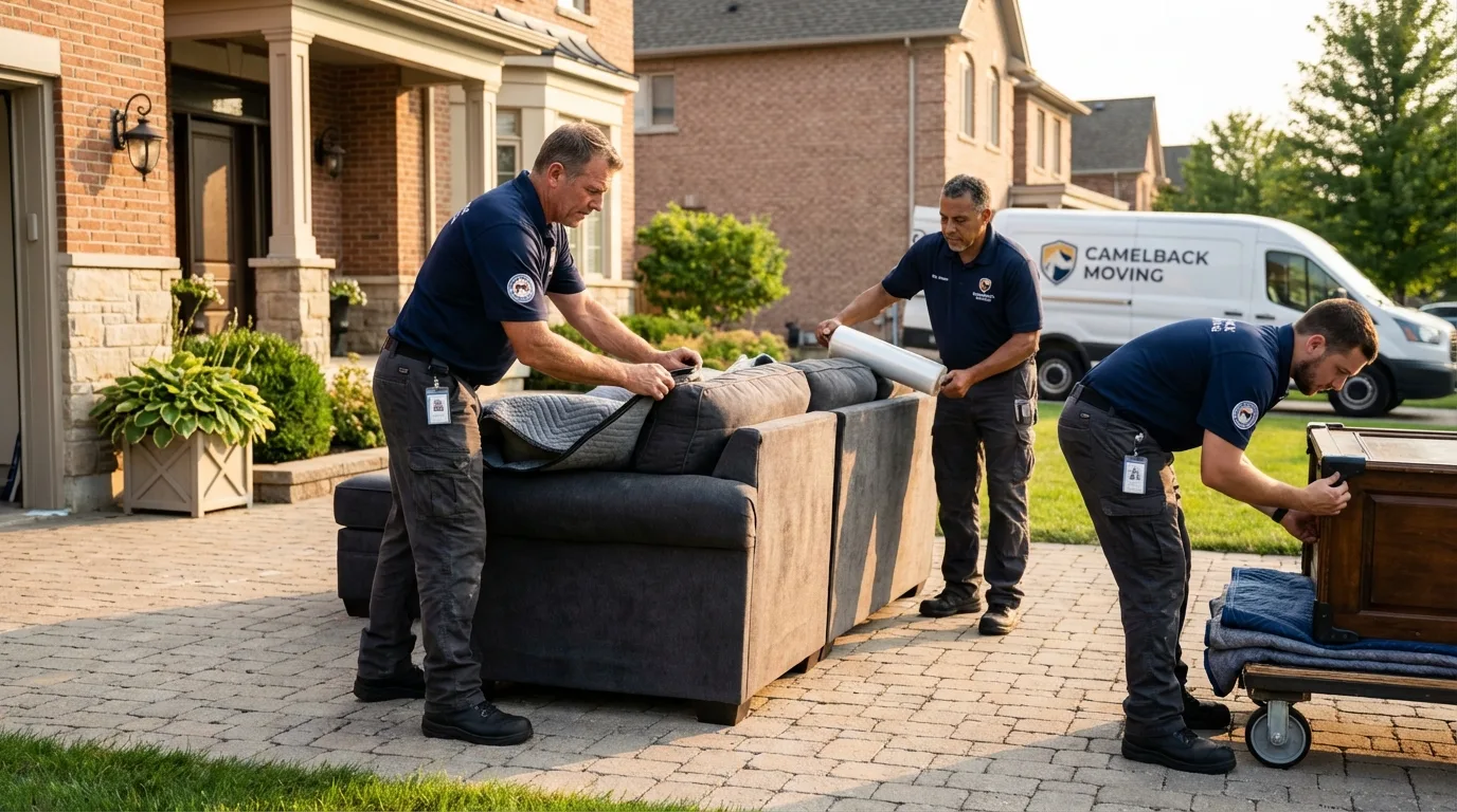 Large estate moving crew wrapping furniture in Alliance, OH