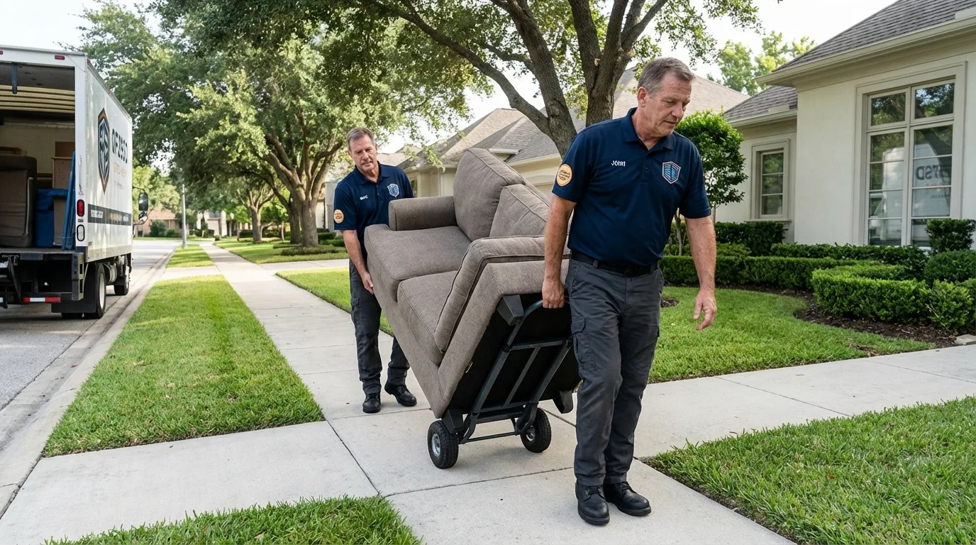 Local residential moving crew loading furniture in Alliance, OH